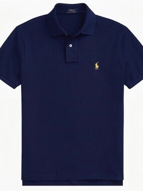 Polo by Ralph Lauren Navy Polo with Yellow Pony Embroidery